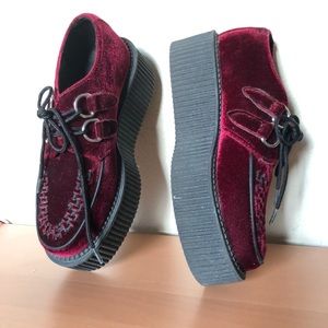 T.U.K. Platform Burgundy Velvet Creepers